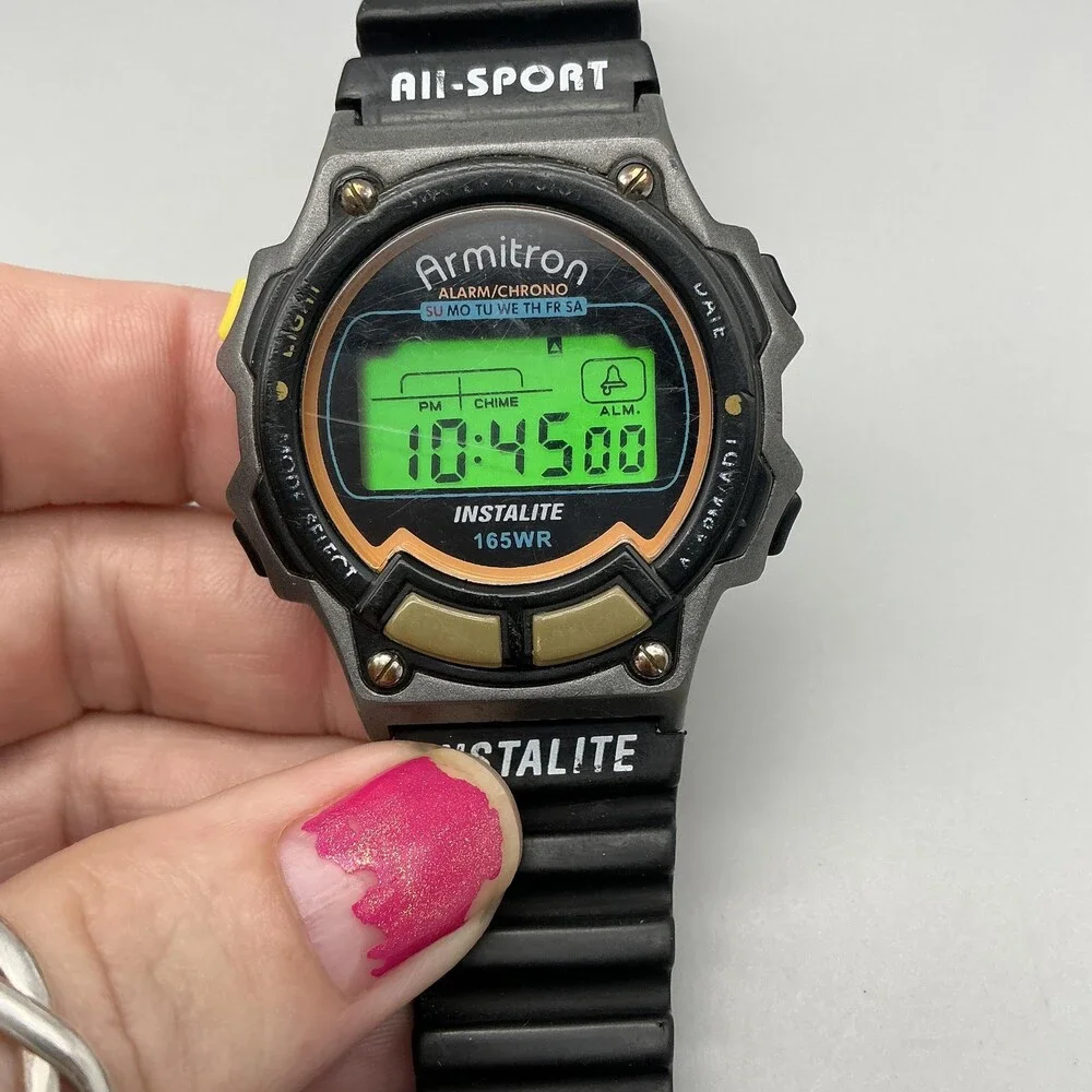 Armitron All-Sport Instalite Mens Watch 40mm Green Digital Alarm 40/6595